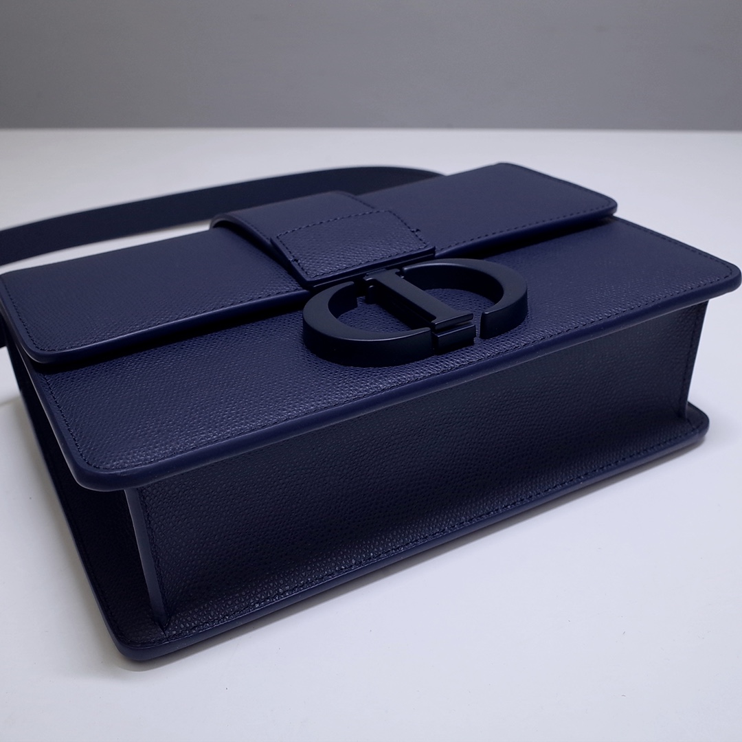 30 Montaigne Bag Dark Blue Grained Calfskin